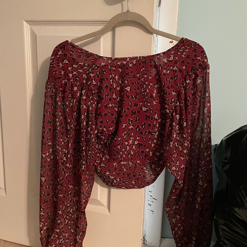 Deep Red Cheetah Tie Top
